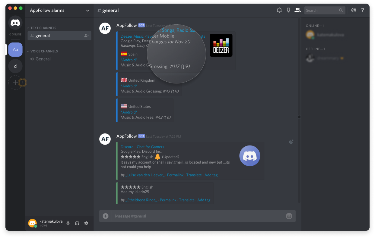 Game reviews analytics in Discord