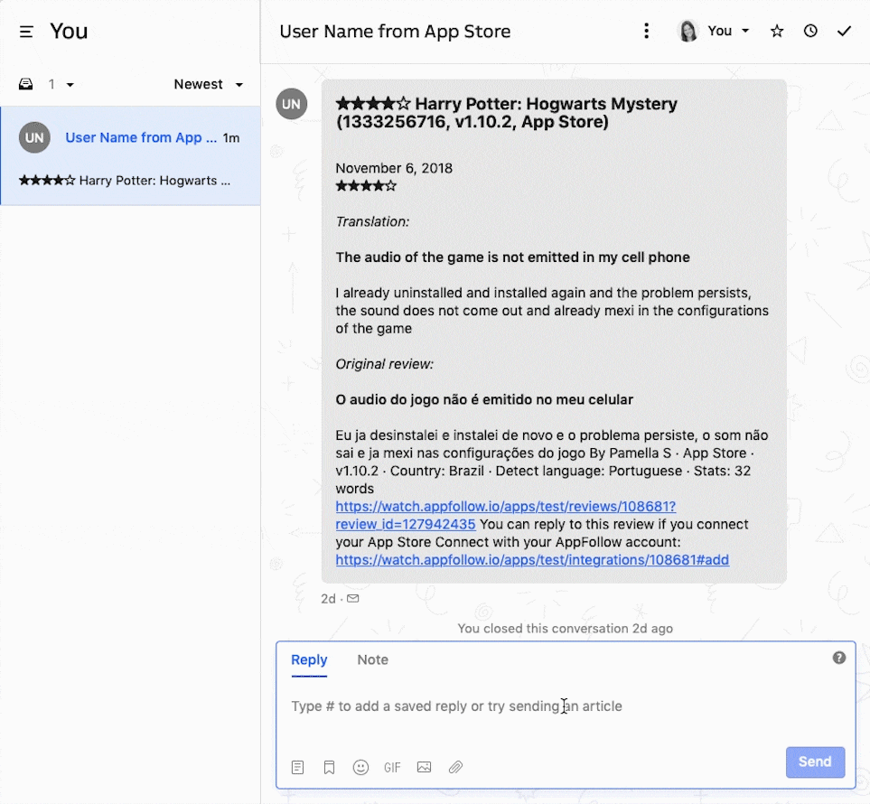 Receive reviews that matter directly in Intercom