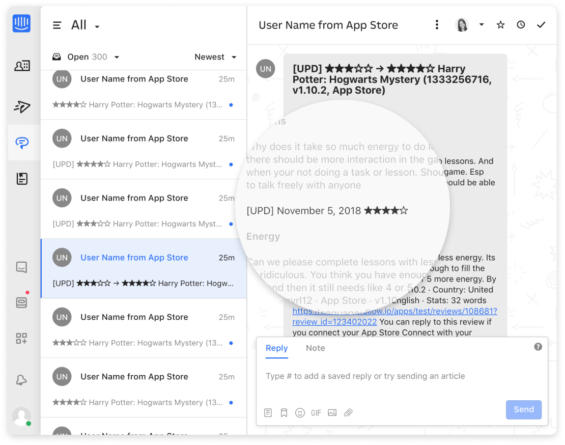 Track customer satisfaction and reviews updates