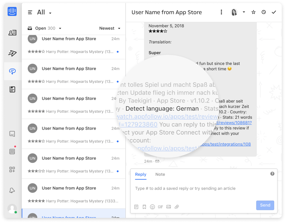 Translate reviews from any language